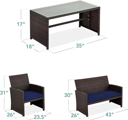 Best Choice Products 4-Piece Outdoor Wicker Patio Conversation Furniture Set - Image 7