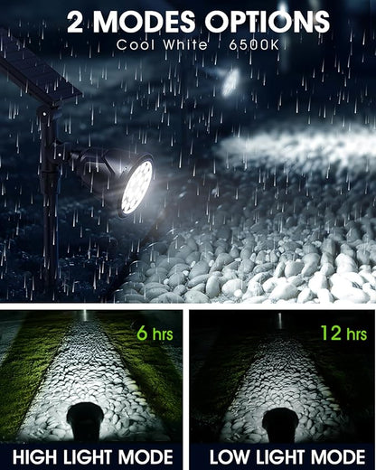 DBF Solar Outdoor Lights, 600LM Solar Spot Lights Outdoor Waterproof with 2 Lighting Modes, Adjustable Head & Solar Panel Landscape Spotlights for Flag Garden Yard Driveway Patio(Cool White, 4 Pack)