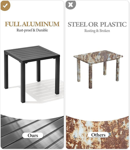 Crestlive Products Aluminum Outdoor Side Table Set of 2, Pool Lounge Chair Side Table, Weather Resistant Small Square Coffee End Table for Patio, Yard, Garden, Porch, Deck, Outdoor