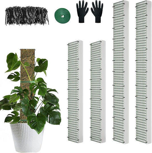60"/40"/24" Metal Moss Pole, D Shape Sphagnum Moss Pole, Moss Poles for Climbing Plants, Monstera, Indoor Climbing Plants (2 Each of 40" 24")