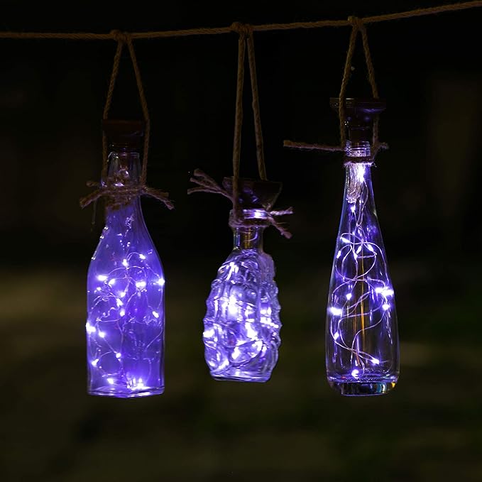 Solar Wine Bottle String Lights, 12 Pack, Cool White, Waterproof