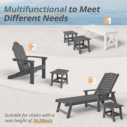 LUE BONA Outdoor Adirondack Ottomans, Footrest Footstool, Outdoor Foot Rest for Patio, HDPS All Weather Waterproof Footrest Footstool for Adirondack Chair, Dark Gray