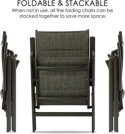Kozyard Coolmen 2-Pack Outdoor Patio Dining Chair Set - Breathable Textilene Padded, Foldable Deck Chairs for Outdoor Patio (Gray)