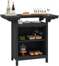 SERWALL Outdoor Bar Table,Patio Bar Cabinet with 4-Tier Storage and Spacious Tabletop for Outside,Poolside, Backyard,Made of HDPE,Black