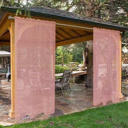 SpaceDresser Waterproof Outdoor Sheer Curtains for Patio - 2 Panels Rod Pocket Indoor Voile Sheer Curtain for Living Room,52W x 96L inch, Blush