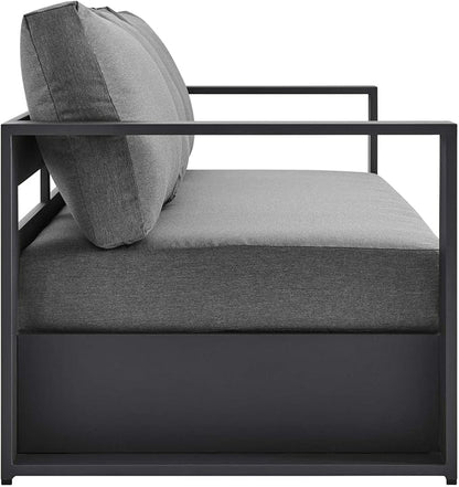 Modway Tahoe Aluminum Outdoor Patio Sofa in Gray Charcoal