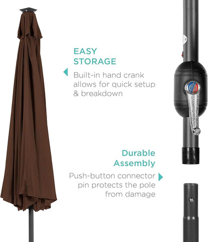 Best Choice Products 10ft Solar Polyester LED Lighted Patio Umbrella w/Tilt Adjustment and UV-Resistant Fabric