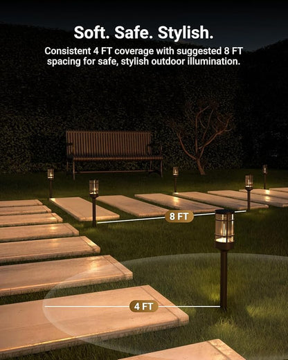 Sunco 6 Pack Low Voltage Garden Pathway Lights, LED Landscape Pathway Lighting, 1.5W, 50 LM, 3000K Warm White, Wet Rated, for Garden Pathway Walkway, Clear Glass Design with Connectors ETL