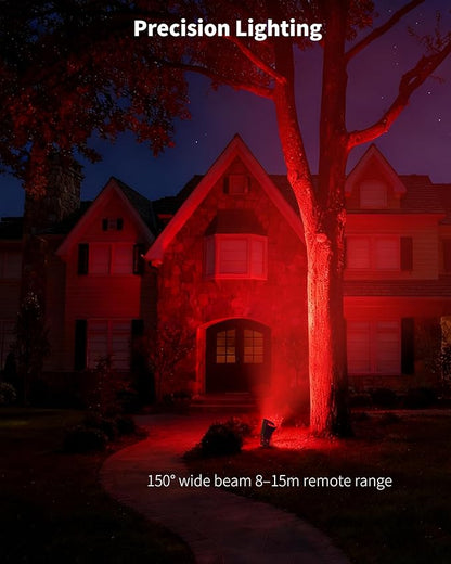 Ofuray Solar Spot Lights Outdoor, RGB Color Changing with 8 Lighting Modes, IP67 Waterproof Landscape Lights 9.8ft Cable, 5200mAh Power Dusk to Dawn Solar Spotlights for Flag, Garden & Outdoor Décor