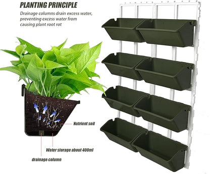 LOYALHEARTDY Vertical Garden Wall Planter Wall Mounted Planter 4-Tier Vertical Garden Planters for Growing Strawberries, Flowers, Vegetables, Herbs Indoor/Outdoor Decoration (Army Green)