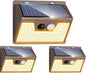 Peasur Solar Lights Outdoor Motion Sensor Waterproof, 3Pack 140LED Brown Solar Powered Fence Light, 3 Modes Security Wall Lights for Garden Yard Outside(Warm White)