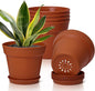 T4U 7.5 Inch Plant Pots 6 Pcs, Flower Pots for Plants, Plastic Planter Pots for Indoor Plants with Drainage Holes and Saucer (6 Pcs, 7.5")