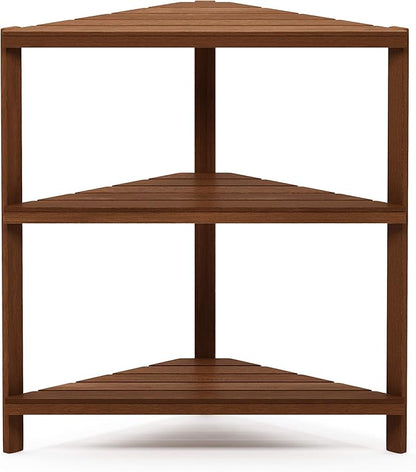 Furinno FG18445 Tioman Hardwood Patio Furniture Corner Shelf in Teak Oil, Natural