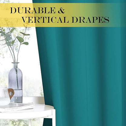NICETOWN Peacock Teal Blackout Curtains 84inch Length - Chic Thermal Insulated Grommet Room Darkening Window Drapes for Bedroom/Living Room, 1 Panel, W52 x L84