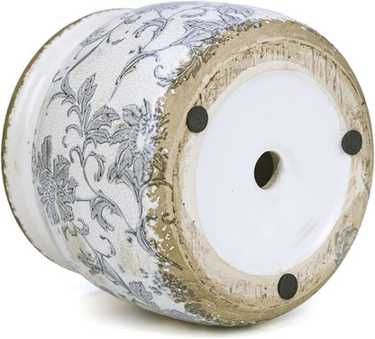 Ceramic Pot for Planter, Vintage Flower Pot with Drainage Holes, 6.29 inch Ice Crack Glazed Indoor Planters Pot (Old World)