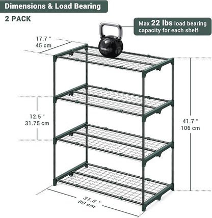 Ohuhu Plant Greenhouse Shelves 4 Tier 2 Pack Extra-Wide Stable Green House Shelving for Outdoor, 31x18x42 Inch Portable Rustproof Metal Shelf Plant Stand Rack Greenhouse Accessories