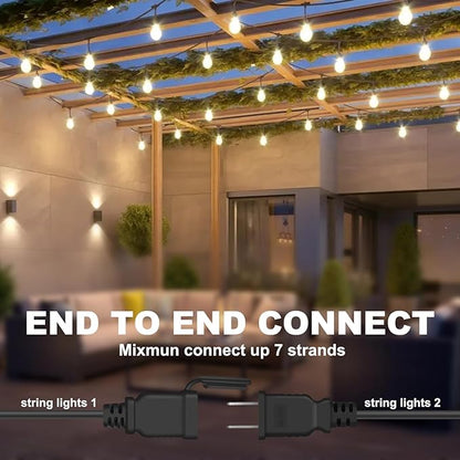 String Lights 100FT Outdoor LED with 64+4 Warm Yellow Bulbs