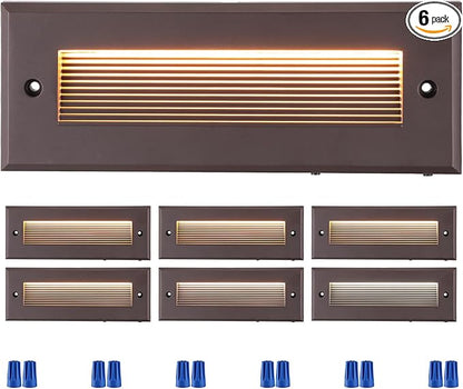 LEONLITE 5W/4W/3W Dimmable 5CCT Low Voltage LED Step Lights Outdoor, 9 Inch Exterior Step Lighting, 12-24V AC/DC Landscape Stair Riser Light, UL Listed, IP65, Oil Rubbed Bronze, Aluminum, Pack of 6