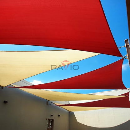 Patio Paradise 24' x 24' x 24' Sun Shade Sail Triangle Canopy Shade Cloth Fabric Sunlight Block Patio Pergola Cover HDPE Deck Awning for Outdoor Backyard Roof Shading, Red