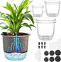 6 Pcs Clear Self Watering Pots for Indoor Outdoor Plants Flowers, 2 Each of 4, 5 and 6 Inch Self Watering Planters with Reservoir, Drainage Hole and Absorbent Cotton Rope