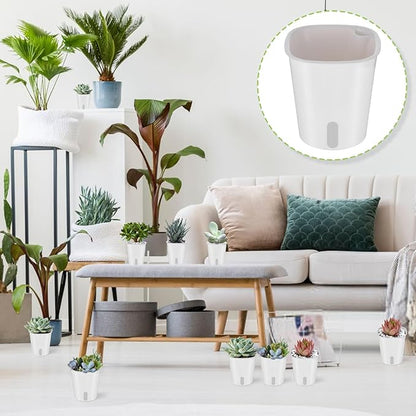 24 Pcs Self Watering Pots for Indoor Plants, 3 Inch White Plastic Self Watering Planters with Water Level Indicator - Perfect for Succulents