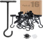 16Pcs 6in Plant Hooks,Ceiling Hooks for Hanging Plants,Decoration Wall Hook Black