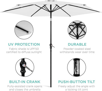 Best Choice Products 10ft Outdoor Table Compatible Steel Polyester Market Patio Umbrella w/Crank and Easy Push Button Tilt