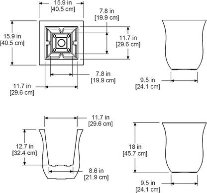 Mayne 5873-ES Polyethylene Planter, Espresso 16x16