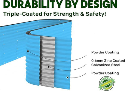 9-in-1 Galvanized Raised Garden Beds Outdoor // 8×2×2.5 ft Modular Planter for Gardening, Vegetables, Flowers // 32" Extra Tall Metal Raised Garden Bed (Teal) // Patented Design Planter Box