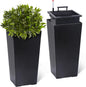 Garvee 22.5" Tall Planters Set of 2, Outdoor＆Indoor Black Planter Pots, High Front Porch Planter Pots with Drainage Holes＆Water Level Monitor＆Inner Bucket,Black