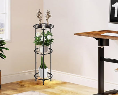 CASIMR Plant Stand Indoor Outdoor, Metal Rustproof Flower Shelf 3 Tier 32.3 inch, Tall Multiple Plant Pot Holder Rack for Garden Patio Living Room Corner Balcony, Black