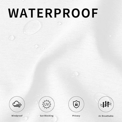 Easy-Going Linen Look Outdoor Curtains Waterproof Windproof Porch Curtains, Soft Thicken Outdoor Privacy Curtains for Patio, Gazebo, Grommet Top and Tab Bottom Drape, 2 Panels, 54x96 inch, White