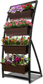 6-Ft Raised Garden Bed - Vertical Garden Freestanding Elevated Planter with 4 Container Boxes - Good for Patio or Balcony Indoor and Outdoor - Perfect to Grow Vegetables Herbs Flowers