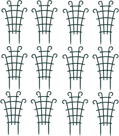12 Pack Trellis for Potted Plants, Garden Trellis for Climbing Plants Plastic Mini Climbing Plant Trellis Flower Pots Support Stackable Trellis for Climbing Plants Peas, Dark Green