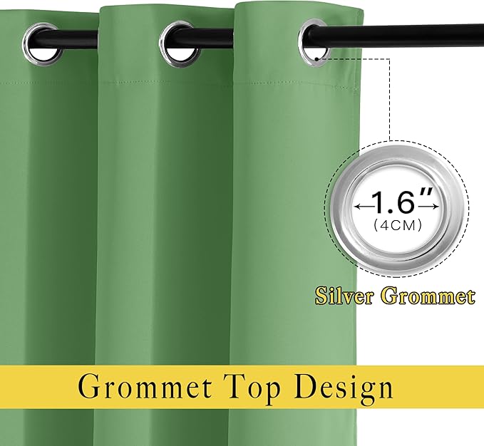 NICETOWN Blackout Short Curtain 63 inches Long for Windows, Thermal Insulated Curtain Grommet Room Darkening Window Treatment for Bedroom/Living Room, 1 Panel, W46 x L63, Froest Green