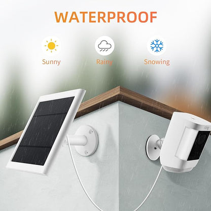 Solar Panel for Ring Camera, 2 Pack 4W Solar Charger Compatible with Rings Spotlight &All-New Stick Up Outdoor Cam Battery, 10ft Long Cable with USB-C to Ring Barrel Plug Adapter