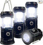 Collapsible Portable LED Camping Lantern XTAUTO Lightweight Waterproof Solar USB Rechargeable LED Flashlight Survival Kits for Indoor Outdoor Home Emergency Light Power Outages Hiking Hurricane 4-Pack
