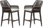 PURPLE LEAF Outdoor 24" Counter Height Bar Stools Chair Set of 2, All Weather Rattan and Aluminum Patio Bar Stool with Cushion for Indoor and Outdoor, Kitchen Island, Coffee