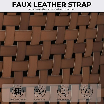 Grand patio 7-Piece Outdoor Dining Set, 6 Leather-Look Wicker Swivel Patio Chairs & 1 Rectangular Dining Table, Black