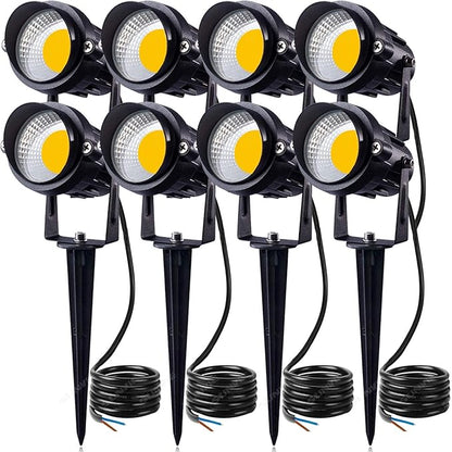 SUNVIE 12W LED Landscape Lights Low Voltage (AC/DC 12V) Waterproof Garden Pathway Lights Super Warm White (900LM) Walls Trees Flags Outdoor Spotlights with Spike Stand (8 Pack)