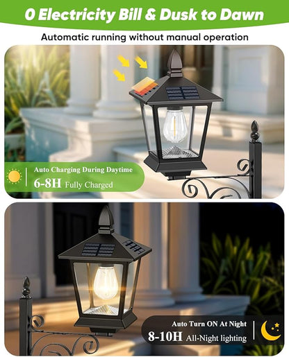 2-Pack Solar Lamp Post Light with Planter, 35Inch 2 in 1 Outdoor Flower Pots, 2700K Solar Lamps Outdoor Waterproof, Decorative Planters & Lights for Porch, Garden, Patio, Lawn, Front Door