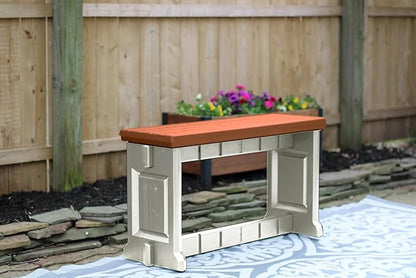 Bench, Redwood Top with Warm Grey Sides, 1 Pack - Proudly Made in The USA, Click and Lock Hardware-Free Assembly, Durable and Stylish Outdoor Seating
