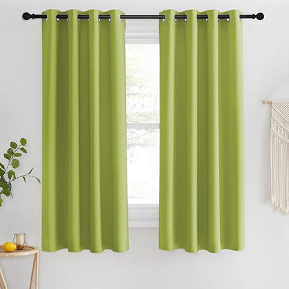 NICETOWN Blackout Short Curtain 63 inches Long for Windows, Thermal Insulated Curtain Grommet Room Darkening Window Treatment for Bedroom/Living Room, 1 Panel, W46 x L63, Fresh Green