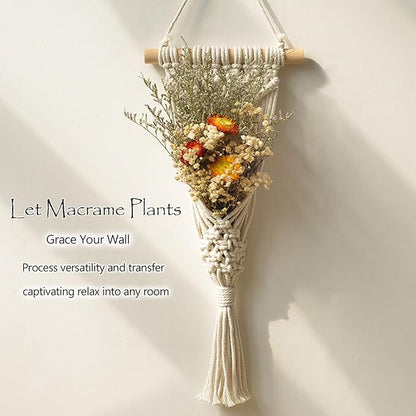 Melphoe 4 Pack Air Plants Holders Stand Air Fern Macrame Plant Hanger Indoor Hanging Planter Basket for Tillandsias Display, Boho Home Decoration Gift Idea