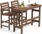 SERWALL Outdoor Bar Table and Chairs Set, Adirondack Bar Chairs Set of 2 and Bar Height Table, All Weather HDPE Patio Bar Set, Outdoor Furniture for Outside, Brown