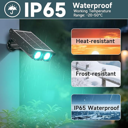 RGB Solar Spot Lights : 2 IN 1 Solar Lights Outdoor with 8 Lighting Modes & PC Light Guide Column for Tree Garden Yard Pathway | RGB Color Changing Landscape Lights | IP65 Waterproof | 12 Pack