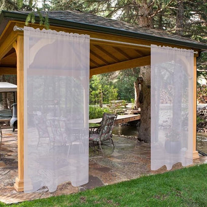 SpaceDresser Waterproof Outdoor Sheer Curtains for Patio - 4 Panels Rod Pocket Indoor Voile Sheer Curtain for Living Room,52W x 108L inch, Silver Grey