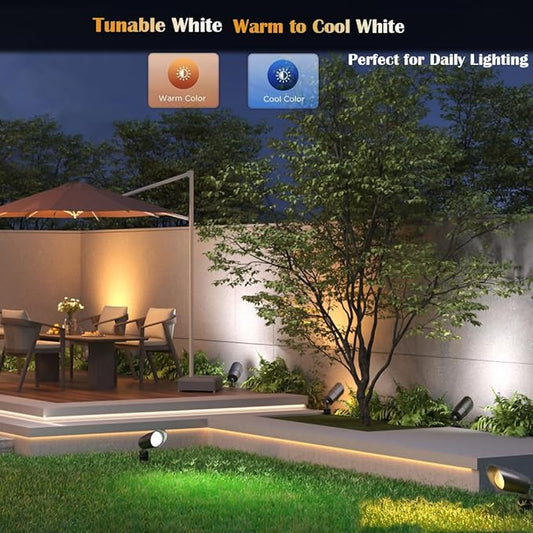 Spotlights, 4-Pack 12V Low Voltage RGB Landscape Lights, Aluminum