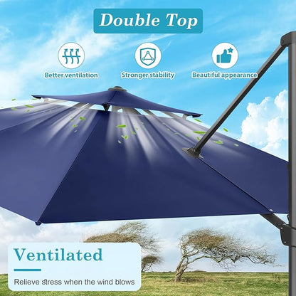 HOTEEL10x10ft Patio Umbrella Cantilever Umbrellas - Upgrade and Intensify - 360 Rotation and 5 Angles Adjustment - Aluminum Offset Pool Umbrella Outdoor Umbrellas for Patio Garden Pool