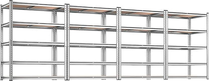 REIBII 2020LBS Garage Shelving Heavy Duty Metal Shelving 5 Tier Storage Shelves, Garage Shelves for Basement, Warehouse, Pantry, Closet, Kitchen, 72" H x 35.55" W x 16" D, Galvanized, 4 Pack